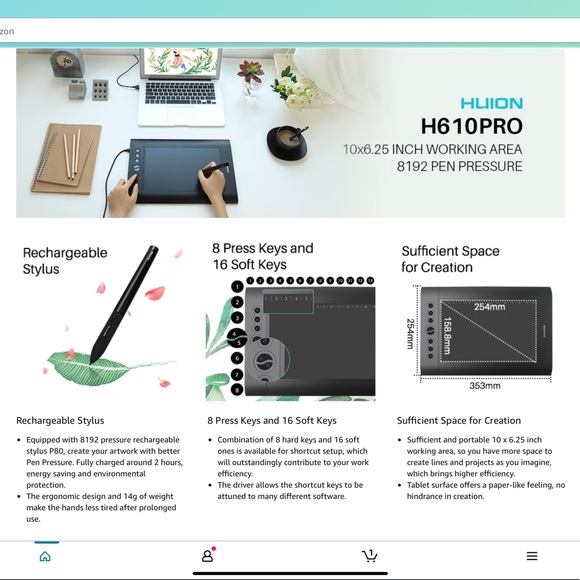 Huion H610 Pro Graphic Drawing Tablet 8192 Pen Pressure Sensitivity NWT - Picture 7 of 7